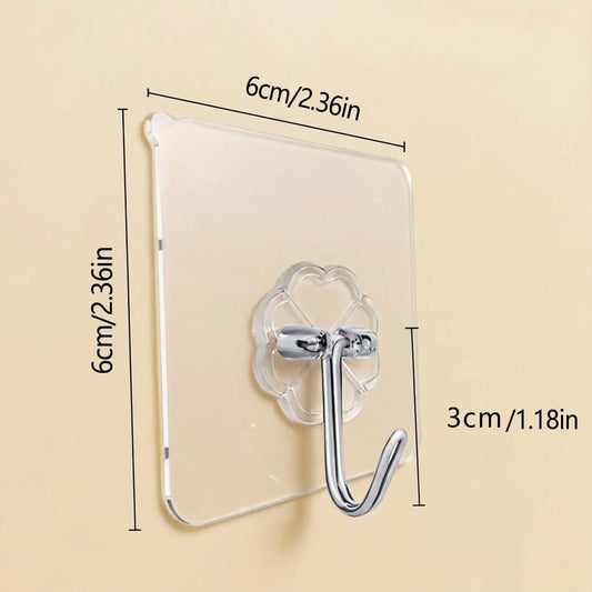 Wall hook with dimensions labeled on a beige background